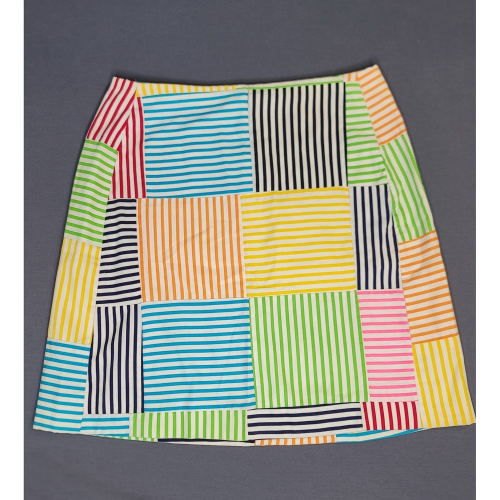 Vintage Stinchfield Patchwork Striped Mini Skirt Resort Preppy Colorful